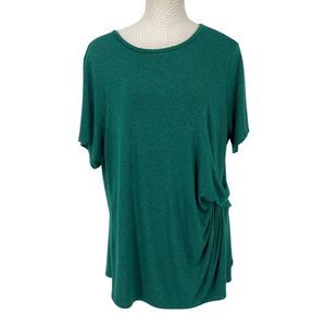 Ava & Viv Green Side-Gathered Top | Size XL | Casual & Flattering Fit | 1-111